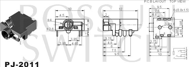 2.5mm toma de teléfono PJ-2011