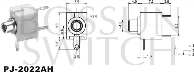 2.5mm toma de teléfono PJ-2022AH