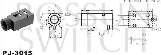 3.5mm toma de teléfono PJ-3015