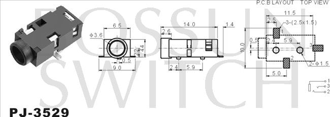 3.5mm toma de teléfono SMT PJ-3529