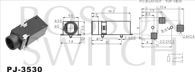 3.5mm toma de teléfono SMT PJ-3530