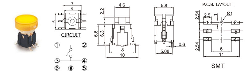 Illuminated LED interruptor táctil ITS-A019