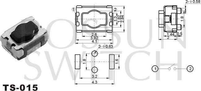 Mini interruptor táctil | Enérgico reflujo mini interruptor táctil 3x4mm TS-015