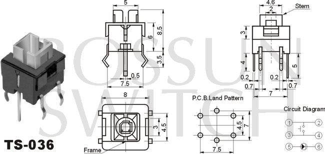 Interruptor de refluxo quadrado zippy 8x8mm TS-036