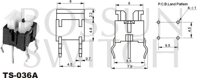 Zippy square reflow tact switch 6x6mm TS-036A